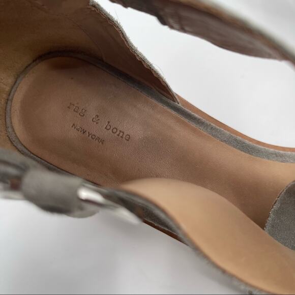 RAG & BONE Mari Block Heel Sandal Gray/Taupe Zipper & Buckle Size 39.5 US 9.5 - Picture 5 of 16